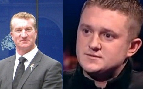 Kevin Carroll (l) and Tommy Robinson