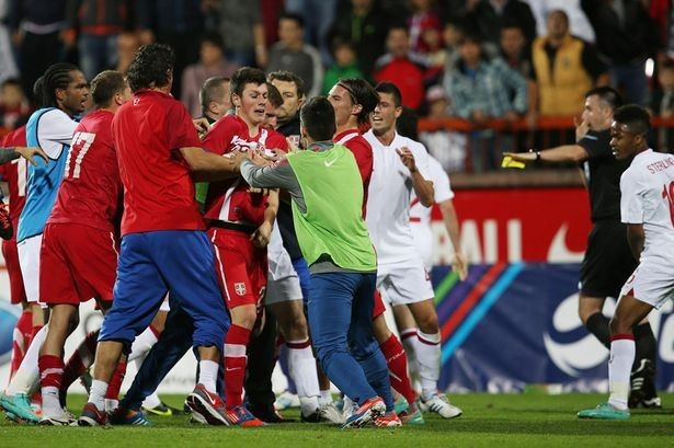 England and Serbian players