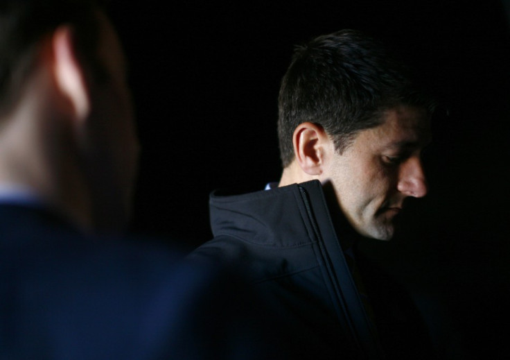Republican vice presidential candidate Paul Ryan is seen backstage before a campaign event in Reno