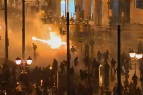 Molotov cocktails were thrown at the police by protestors in Athens (Twitter)