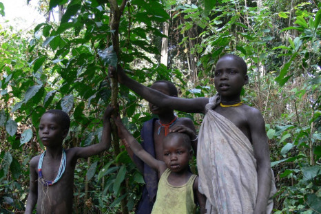Local children with wild Arabica.