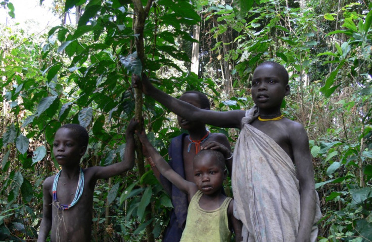 Local children with wild Arabica.