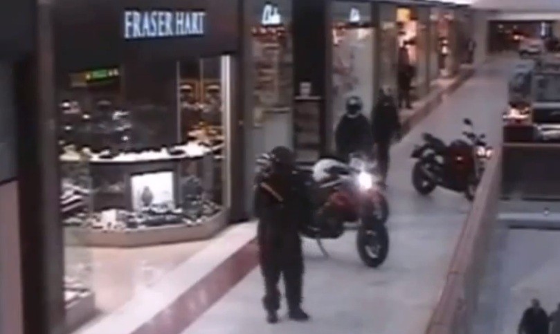 It is understood that six suspects travelling on three motorbikes, rode into the shopping centre via the entrance next to New Look It is understood that six suspects travelling on three motorbikes, rode into the shopping centre via the entrance next to New Look