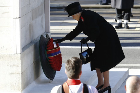 The Queen lays a wreath at the Cenotaph