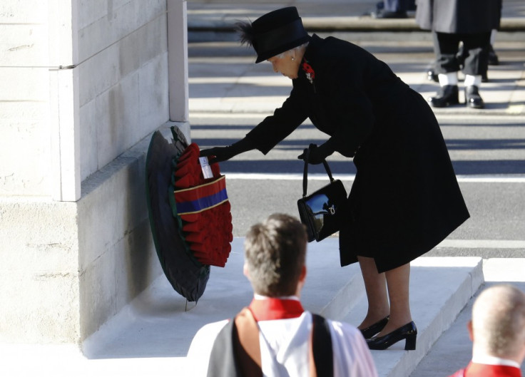 The Queen lays a wreath at the Cenotaph
