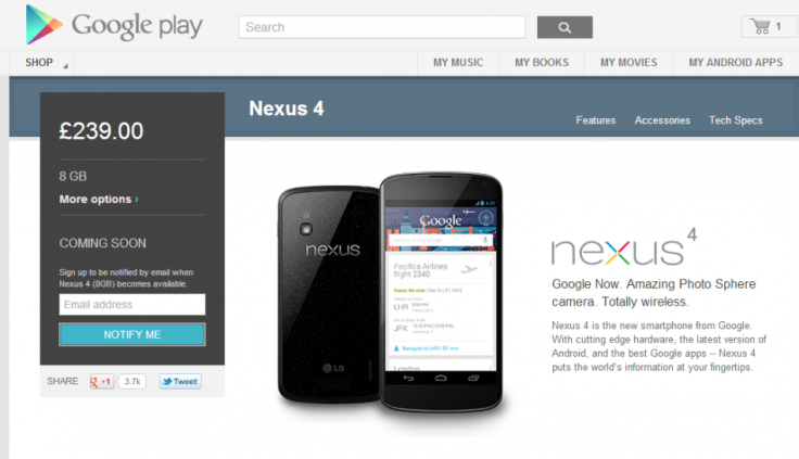 Google Nexus 4 Sold Out