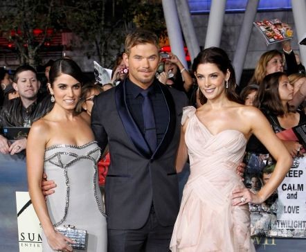 Lutz, Greene and Reed pose at the premiere of The Twilight Saga Breaking Dawn - Part 2 in Los Angeles
