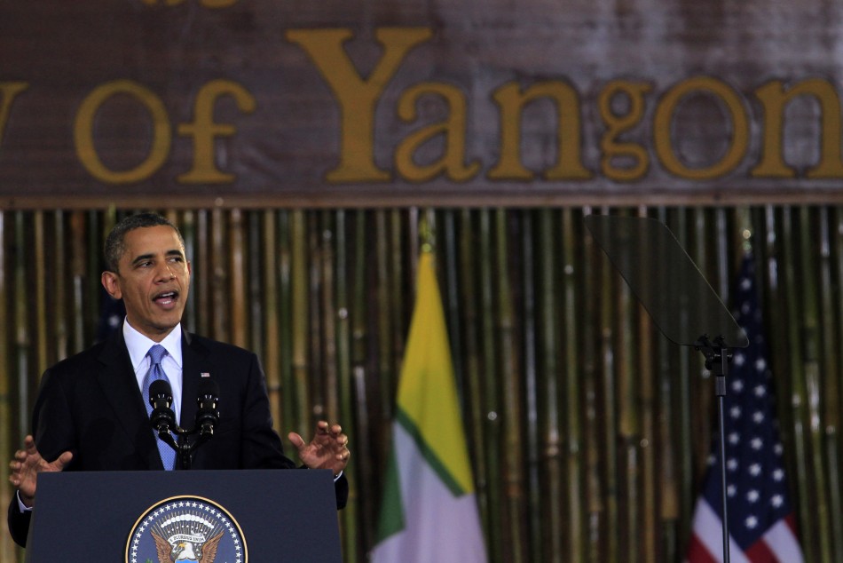 U.S. President Obama gives a speech at the University of Yangon U.S. President Obama gives a speech at the University of Yangon