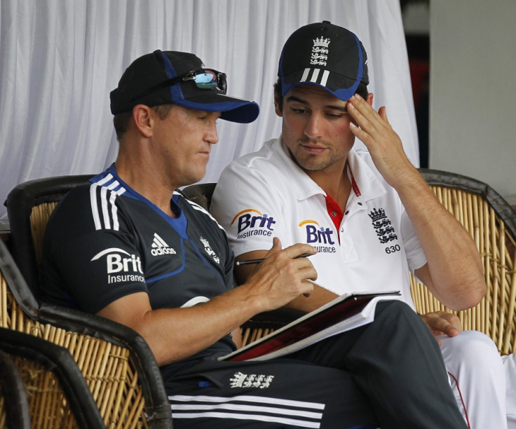 England Coach Andy Flower (L) and Captain Alastair Cook