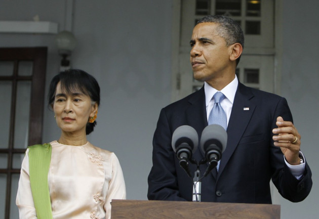 U.S. President Obama talks to reporters during news conference after meeting Myanmar's Opposition Leader Suu Kyi U.S. President Obama talks to reporters during news conference after meeting Myanmar's Opposition Leader Suu Kyi