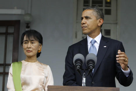 U.S. President Obama talks to reporters during news conference after meeting Myanmar's Opposition Leader Suu Kyi