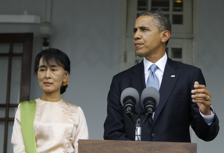 U.S. President Obama talks to reporters during news conference after meeting Myanmar's Opposition Leader Suu Kyi