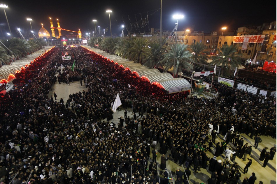 Shiite pilgrims gather at the Imam Abbas shrine