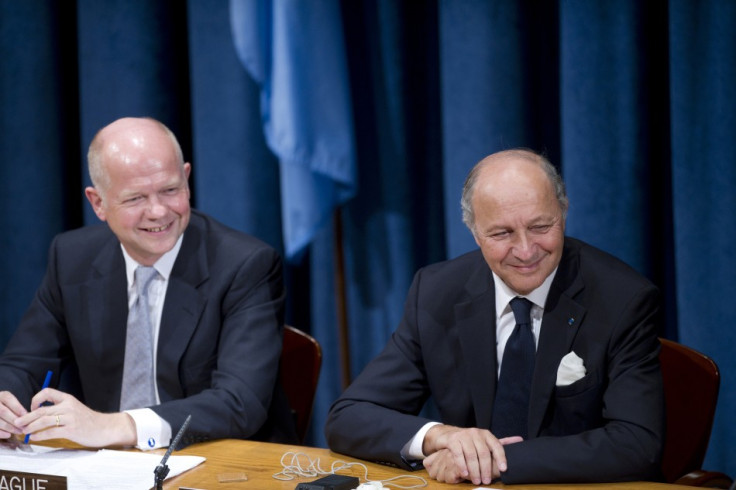 ritish Foreign Secretary Hague and French Foreign Minister Fabius