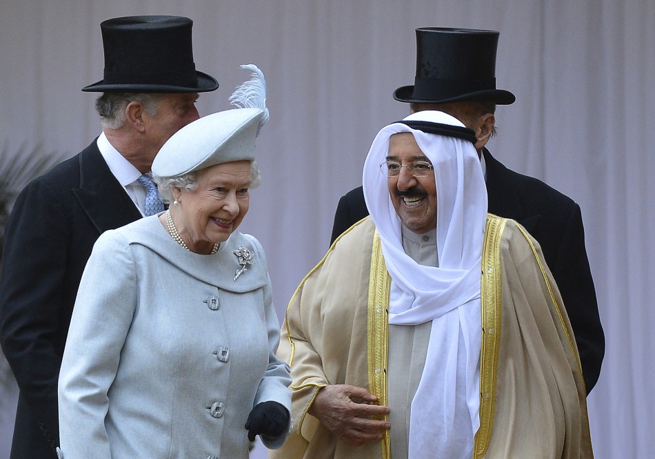 Queen Elizabeth and emir of Kuwait, Sheikh Sabah al-Ahmad al-Sabah, Windsor Castle in Windsor