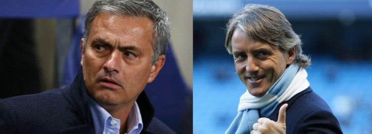 Jose Mourinho (L) and Roberto Mancini