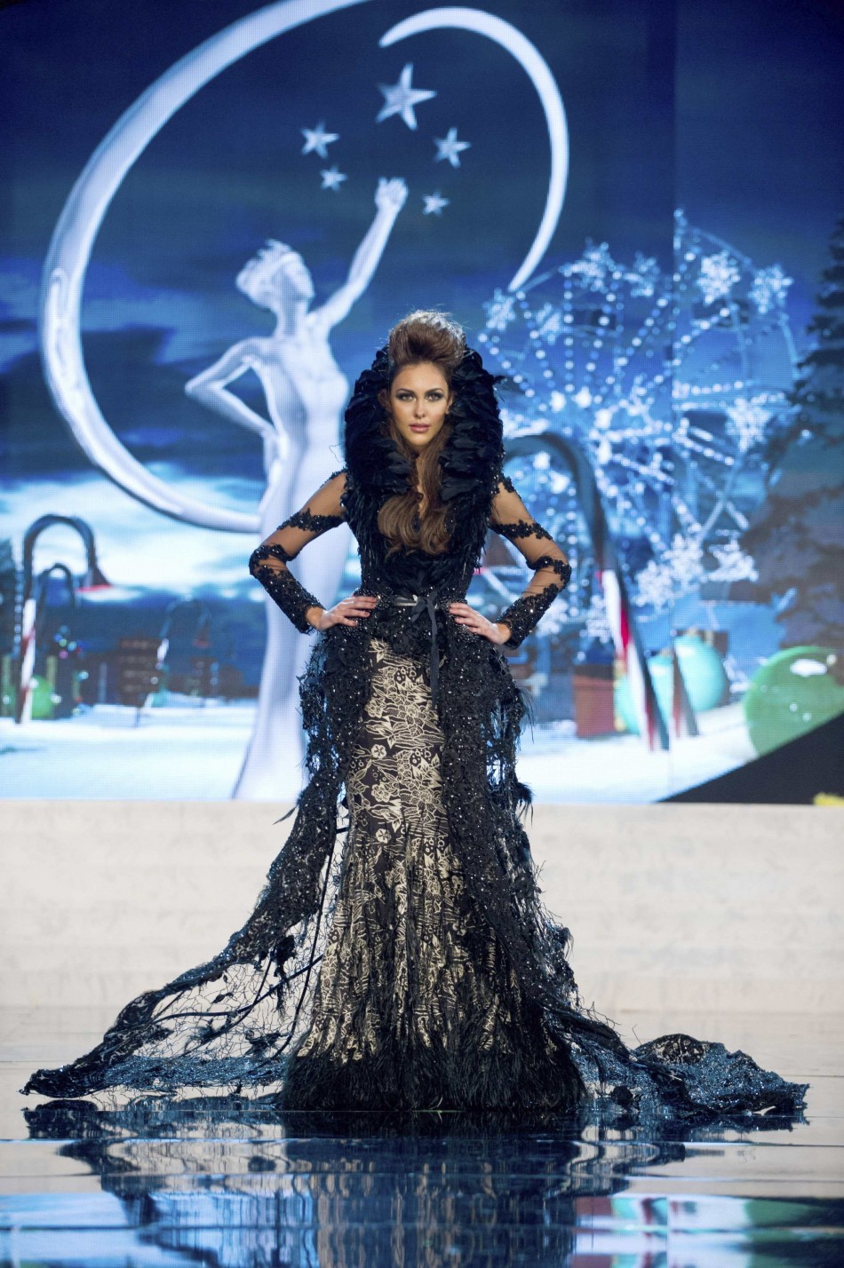 Miss Malaysia Kimberley Leggett on stage at the 2012 Miss Universe National Costume Show at PH Live in Las Vegas