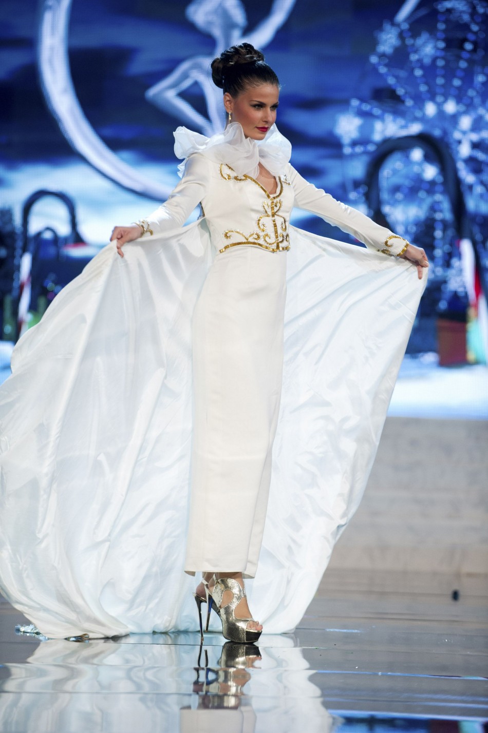 Miss Greece Vasiliki Tsirogianni on stage at the 2012 Miss Universe National Costume Show at PH Live in Las Vegas