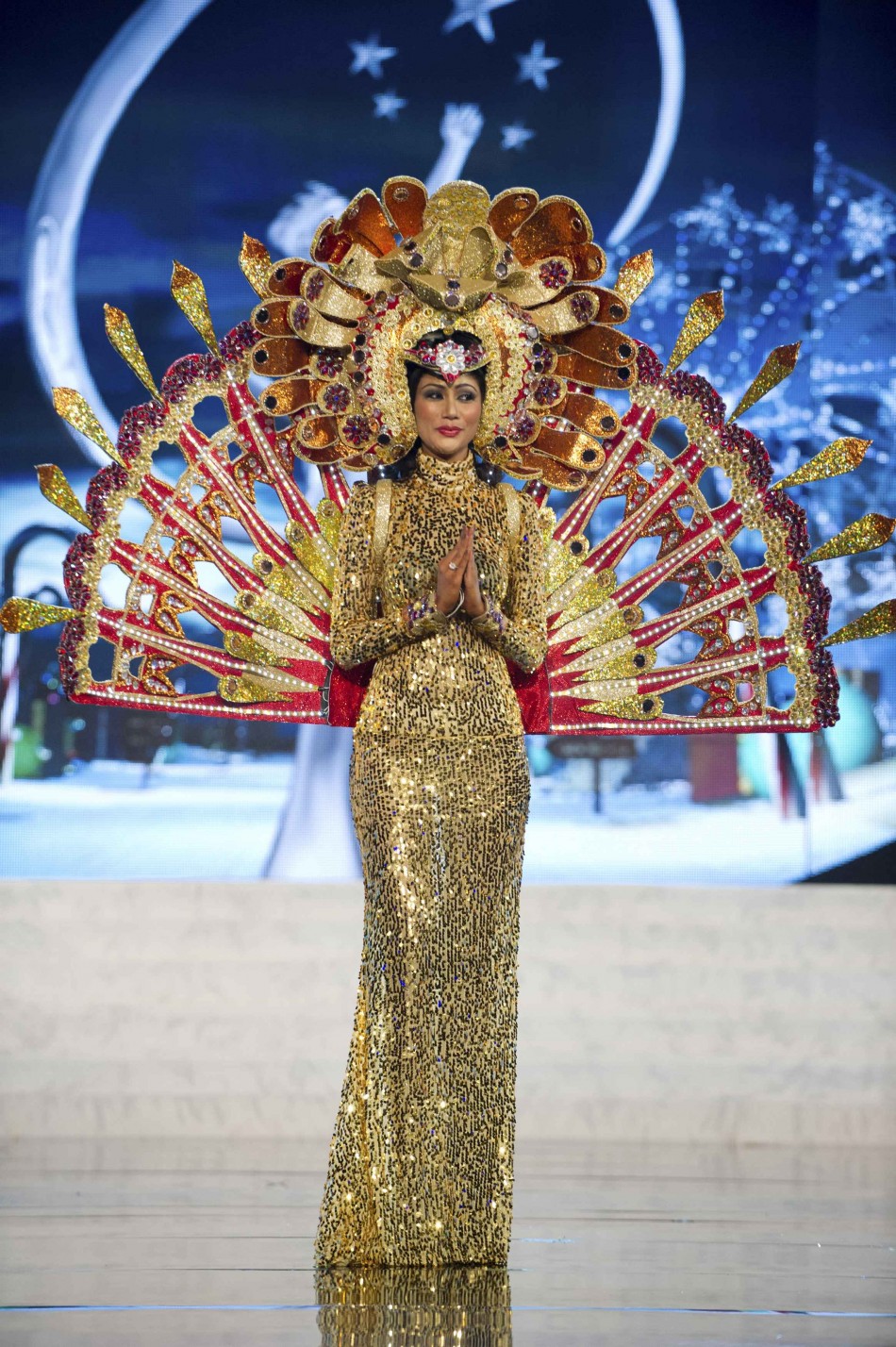 Miss Sri Lanka Sabrina Herft on stage at the 2012 Miss Universe National Costume Show at PH Live in Las Vegas