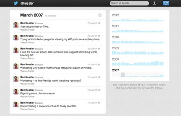 Twitter Archive feature