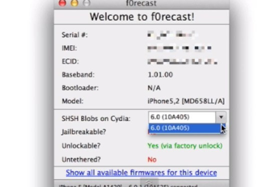 iH8sn0w f0recast v1.4 Update: Adds SHSH Blob Availability Checker for Jailbreak Compatibility iH8sn0w f0recast v1.4 Update: Adds SHSH Blob Availability Checker for Jailbreak Compatibility