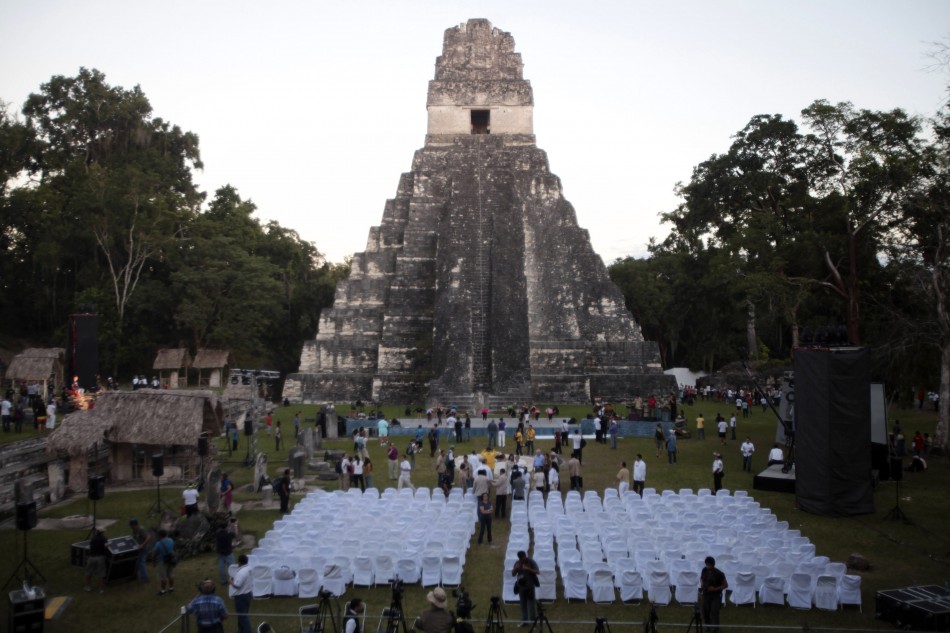 Grand Jaguar pyramid a day before the Oxlajuj Baktun celebration at the Tikal Mayan ruins in Peten