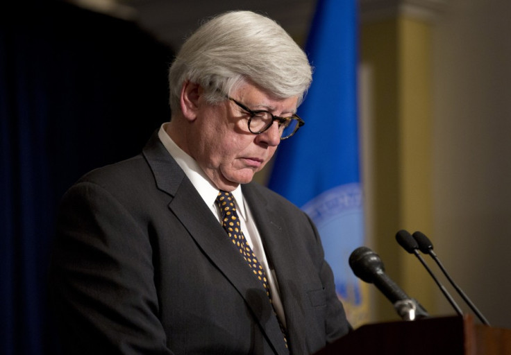 NRA president David Keene leads a minute's silence for victims of the Sandy Hook School massacre