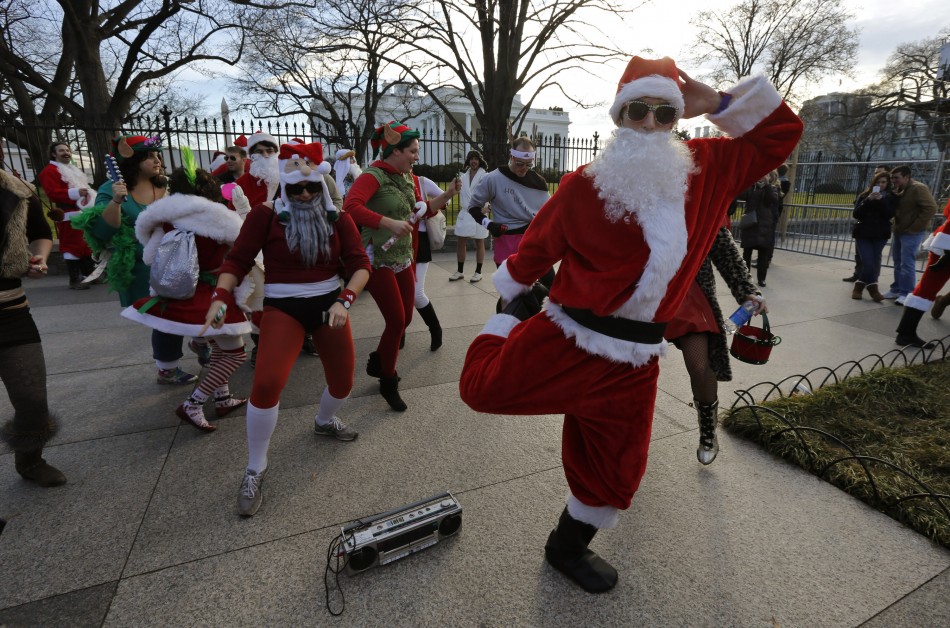 Break-dancing Santa and his twinkle-toed elves