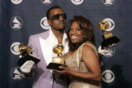 Kanye with his late mother Donda West