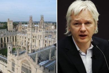 All Souls College at Oxford University (l) and JUlian Assange
