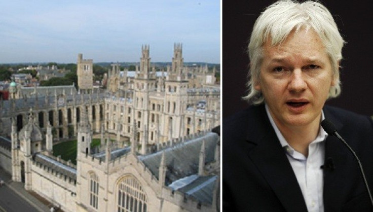 All Souls College at Oxford University (l) and JUlian Assange