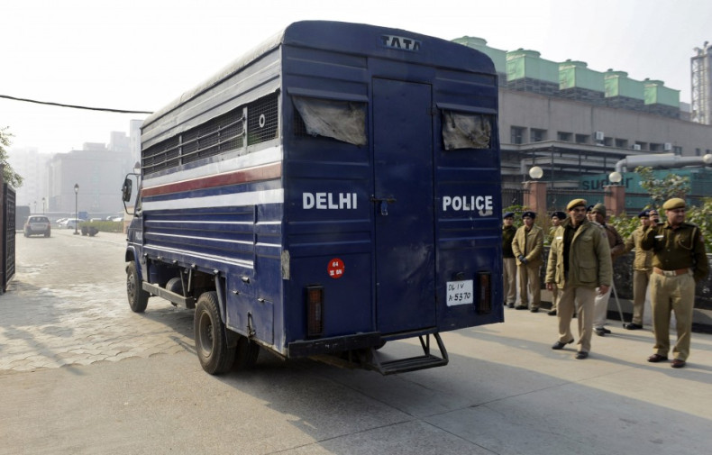 A police van carrying five men accused of the gang rape and murder of an Indian student arrives at a court in New Delhi January 7, 2013.