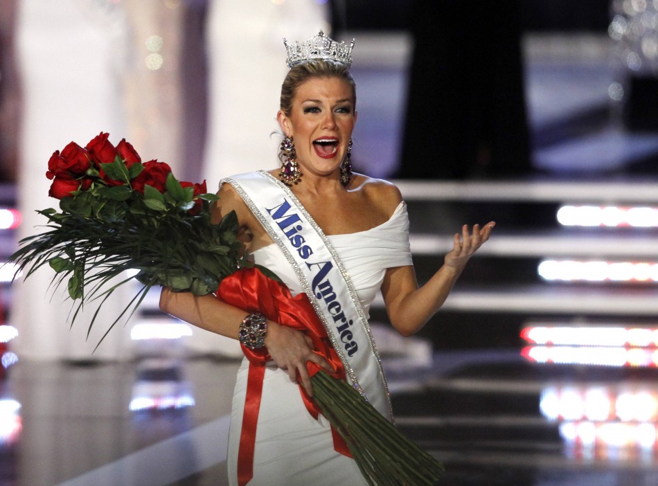 Miss New York Mallory Hytes Hagan reacts after being crowned Miss America 2013 during the Miss America Pageant in Las Vegas