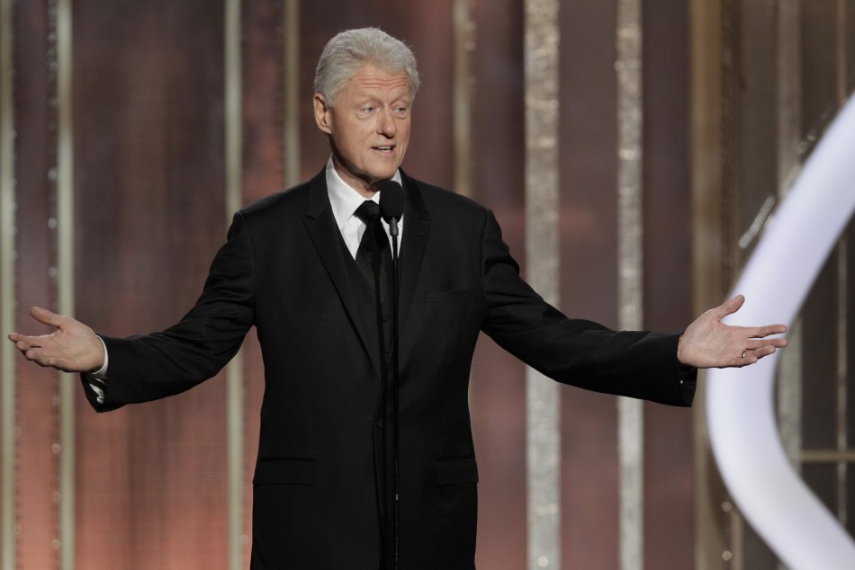 Presenter Bill Clinton on stage at the 70th annual Golden Globe Awards in Beverly Hills