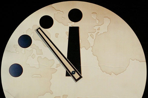 U.S. Scientists Point to End-Day Indicators: Sets Doomsday Clock to 5 Minutes before 12 U.S. Scientists Point to End-Day Indicators: Sets Doomsday Clock to 5 Minutes before 12