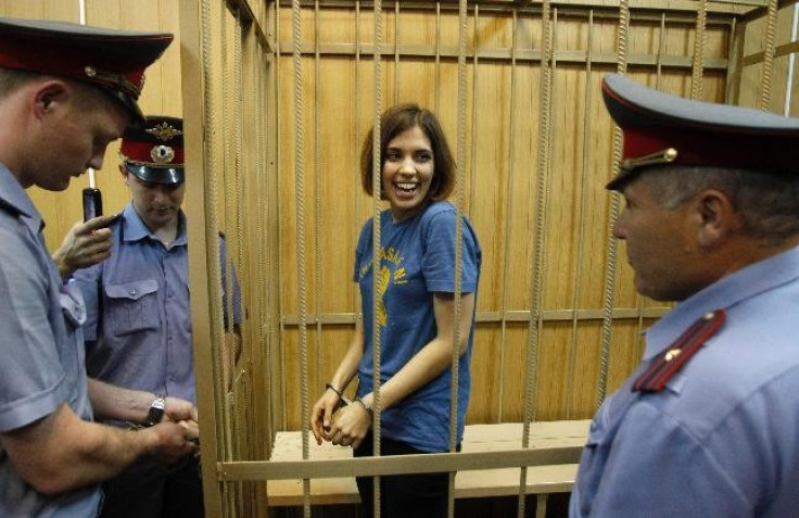 Nadezhda Tolokonnikova jokes at her trial (Reuters)