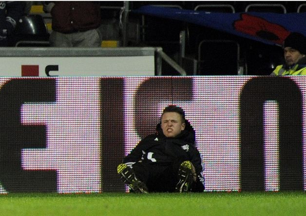 Charlie Morgan after getting kicked by Eden Hazard