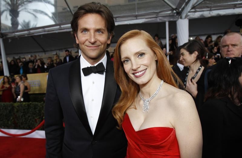 Actor Bradley Cooper L and actress Jessica Chastain arrive at the 19th annual Screen Actors Guild Awards in Los Angeles, California