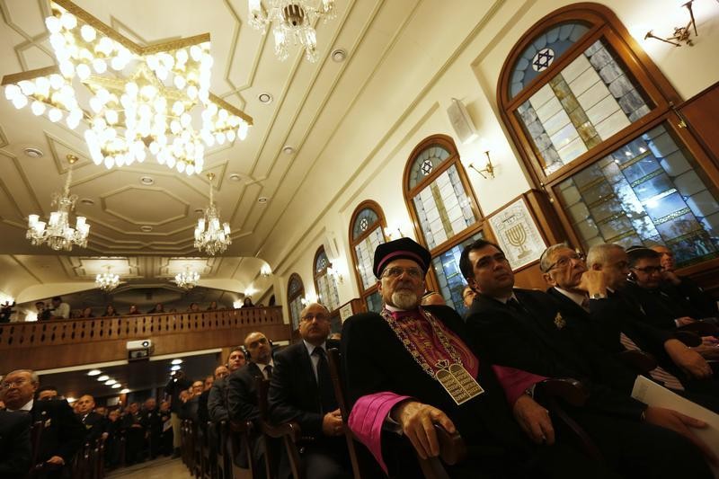 Members of Turkeys Jewish community gather at Etz Ahayim Synagogue to commemorate International Holocaust Remembrance Day in Istanbul January 27, 2013. The International Day of Commemoration, which was designated by the United Nations General Assemb