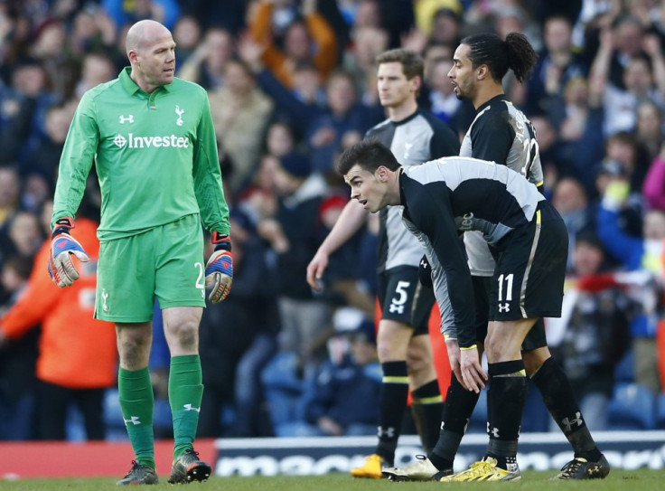 Tottenham players react after losing to Leeds