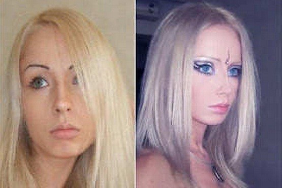 Valeria Lukyanova with and without make-up