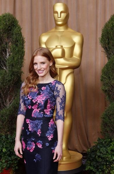 Jessica Chastain, nominated for best actress for her role in Zero Dark Thirty, arrives at the 85th Academy Awards nominees luncheon in Beverly Hills, California