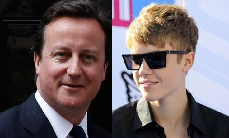 David Cameron and Justin Bieber