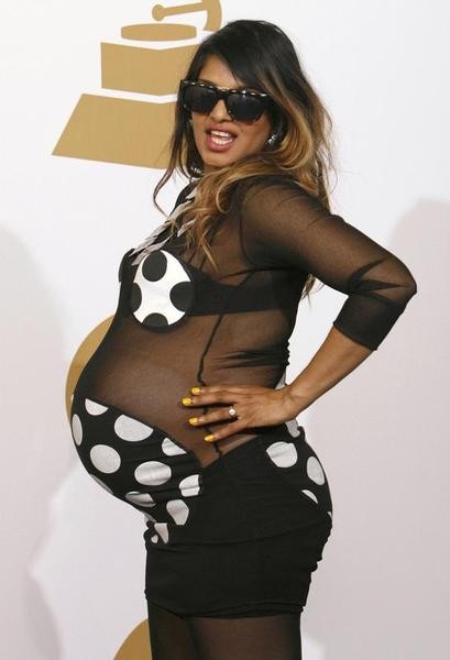 M.I.A. poses backstage after performing at the 51st annual Grammy Awards in Los Angeles February 8, 2009.