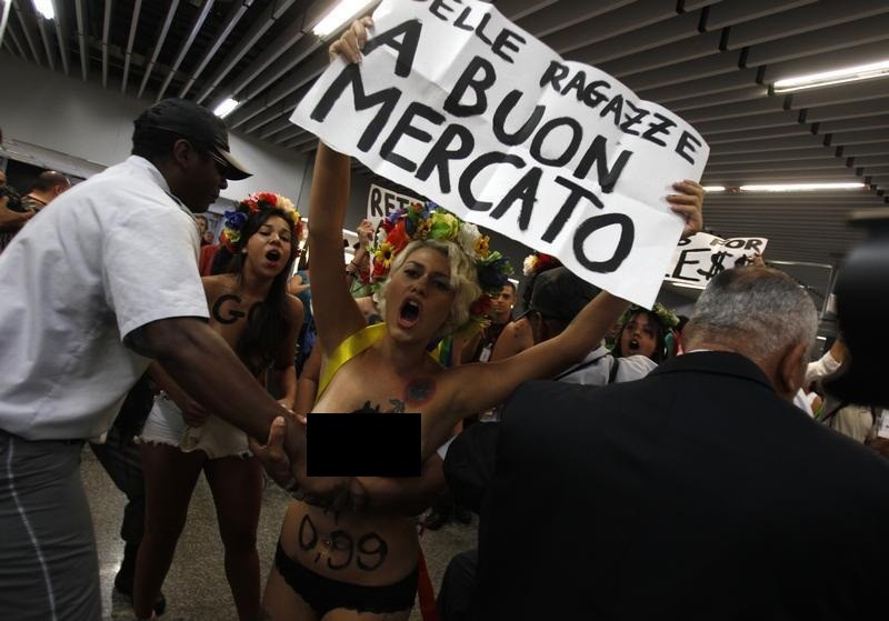 Activists from the Kiev-based feminist protest group Femen