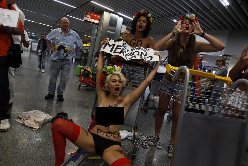 Activists from the Kiev-based feminist protest group Femen