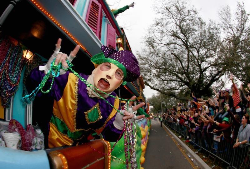 Members of the Krewe of Endymion parade down Orleans Avenue during the weekend before Mardi Gras in New Orleans, Louisiana February 9, 2013. Mardi Gras day will be celebrated on February 12, 2013.