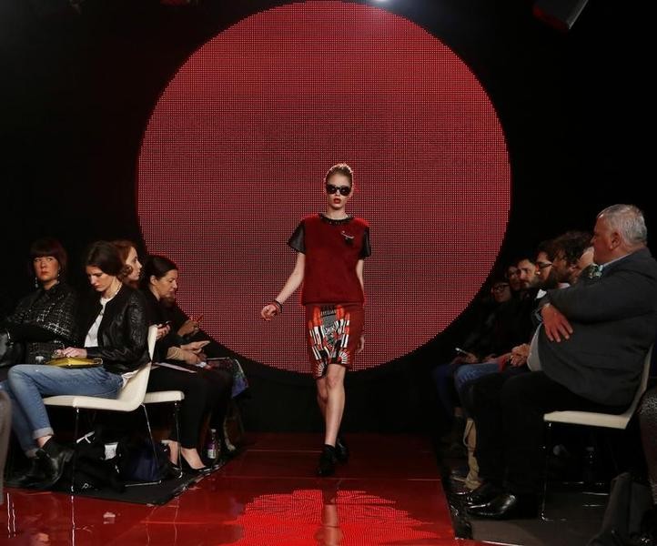A model presents a creation from the Holly Fulton AutumnWinter 2013 collection during London Fashion Week, February 17, 2013.