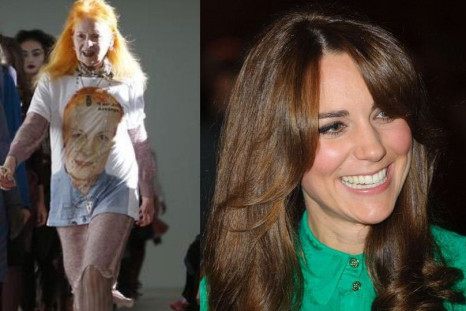 Vivienne Westwood (L) and Kate Middleton, the Duchess of Cambridge