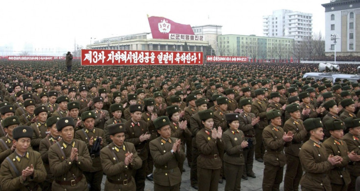 North Korean soldiers attend a rally celebrating the country's third nuclear test at the Kim Il-Sung square in Pyongyang (Reuters)